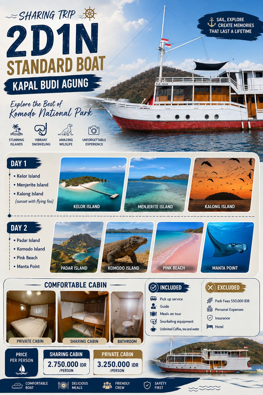 Buding Agung Boat - 2 days shared boat trip