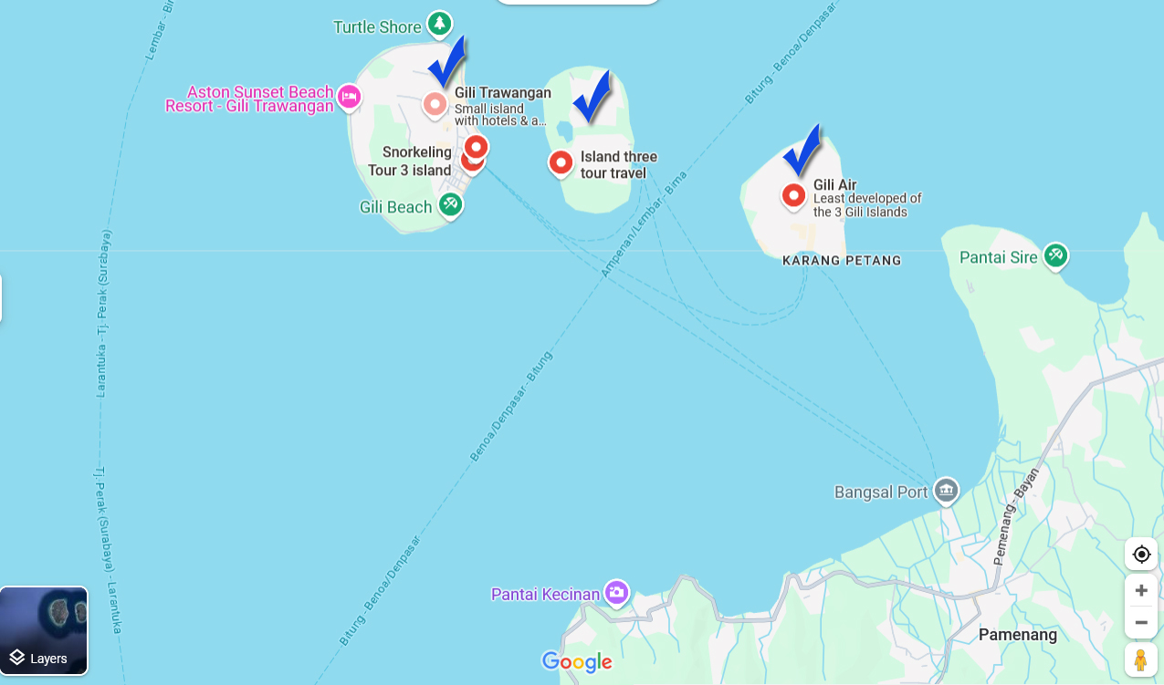 Gili hopping island map